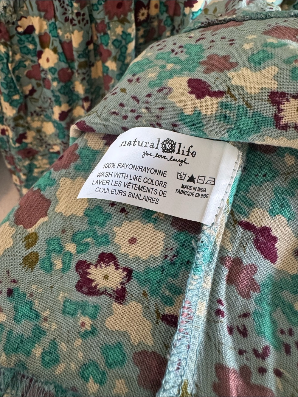Natural Life Blue Floral Tiered Raw Hem Boho Flowy Festival Mini Dress Size S - Picture 6 of 8